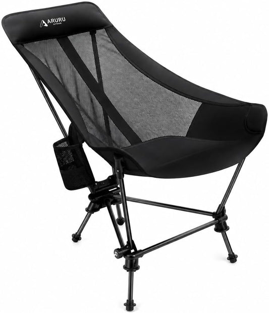 Camping Chair, Outdoor Reclining Chair, Lightweight, Aluminum Alloy, Swing Chair, Foldable, Compact, High Back, Mesh, Breathable, Low Chair, Portable, Convenient Storage Bag Included, Camping, Chair