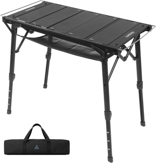 IGT Table, 2.5 Units, Compatible with Standard IGT Standards, Camping Table, Aluminum, Foldable, Stepless Height Adjustment, 17.3 - 26.6 inches (44 - 67.5 cm), Load Capacity 66.1 lbs (30 kg