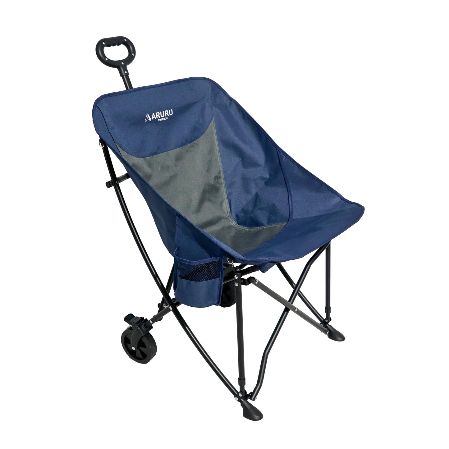 アウトドアワゴン兼チェア 2WAY キャリーワゴン 【耐荷重110kg / 運搬60kg】 折りたたみ アウトドアチェア キャンプ椅子 ストッパー付き 枕・小物袋・収納バッグ付属 公園 運動会 BBQ 釣り 収束式 軽量 コンパクト (ブラック)