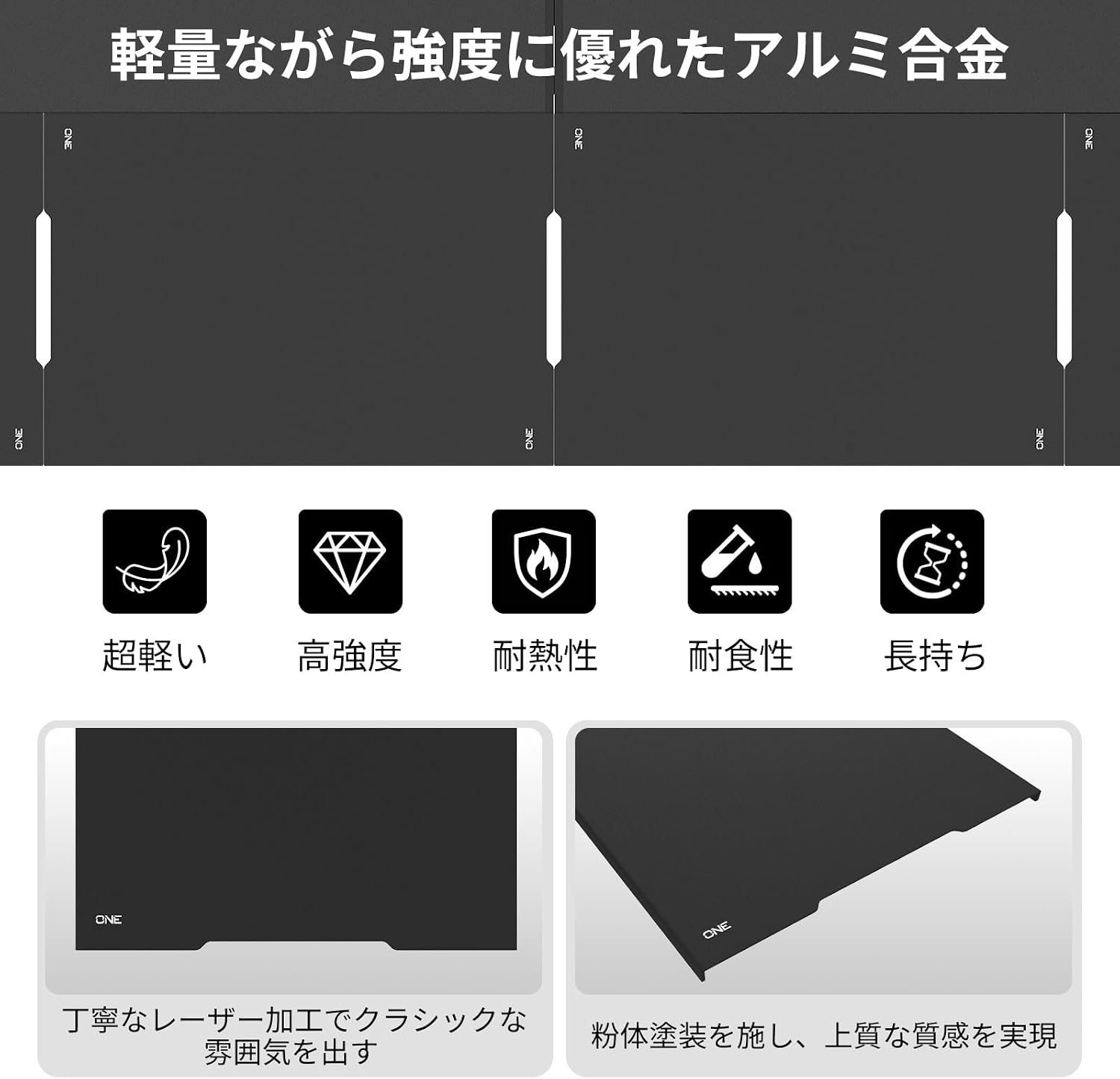 IGT 1 Unit, Camping Table Plate, Aluminum, Lightweight, Outdoor Table, Expansion, IGT Standard, Full Unit, Durable, Black, Camping Equipment, BBQ Table Accessories