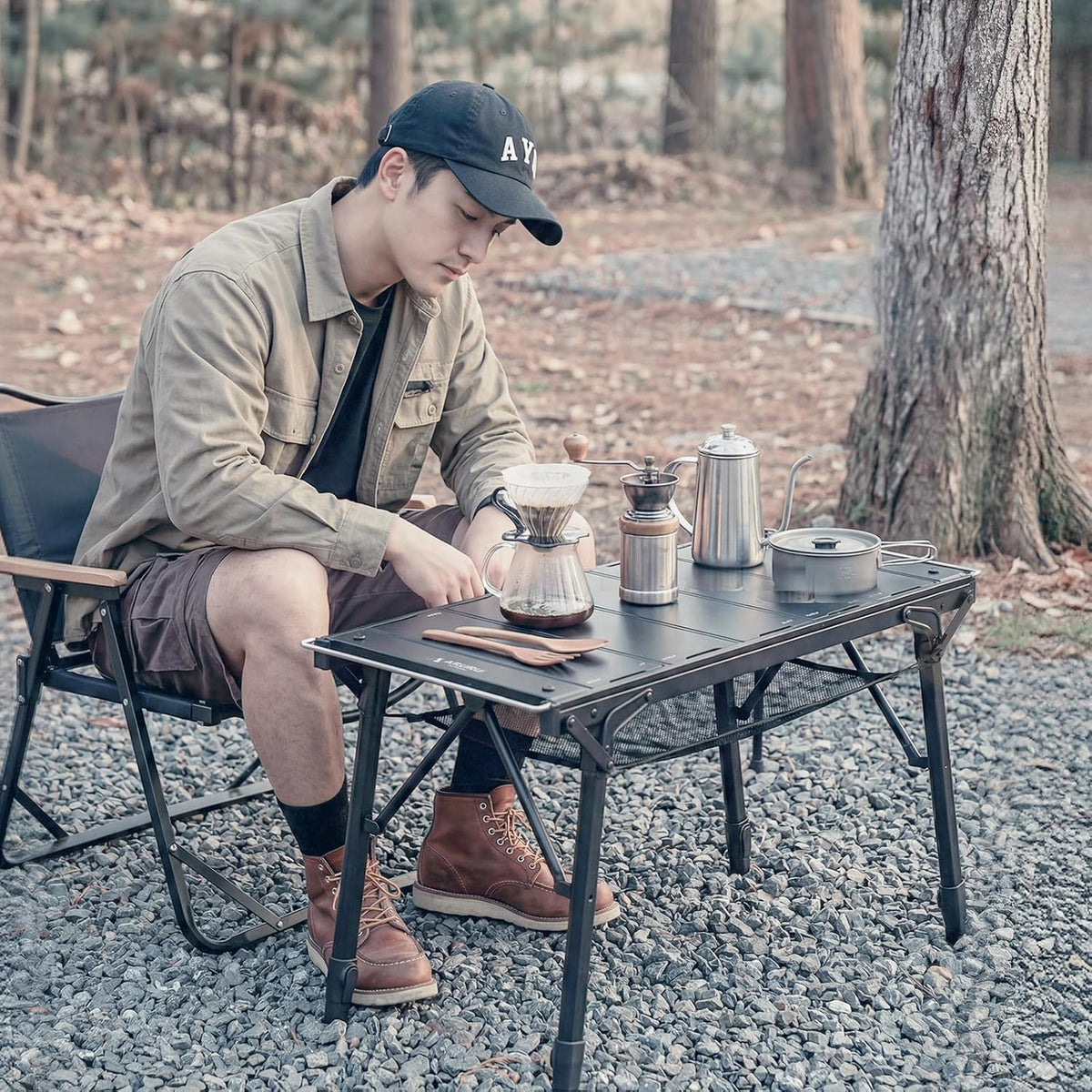 IGT Table, 2.5 Units, Compatible with Standard IGT Standards, Camping Table, Aluminum, Foldable, Stepless Height Adjustment, 17.3 - 26.6 inches (44 - 67.5 cm), Load Capacity 66.1 lbs (30 kg