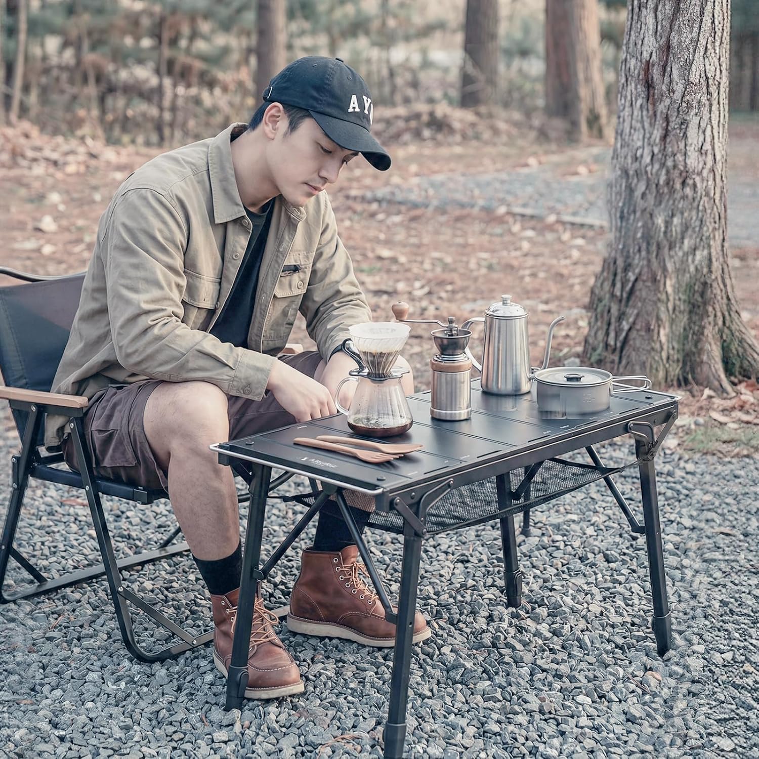 IGT Table, 2.5 Units, Compatible with Standard IGT Standards, Camping Table, Aluminum, Foldable, Stepless Height Adjustment, 17.3 - 26.6 inches (44 - 67.5 cm), Load Capacity 66.1 lbs (30 kg