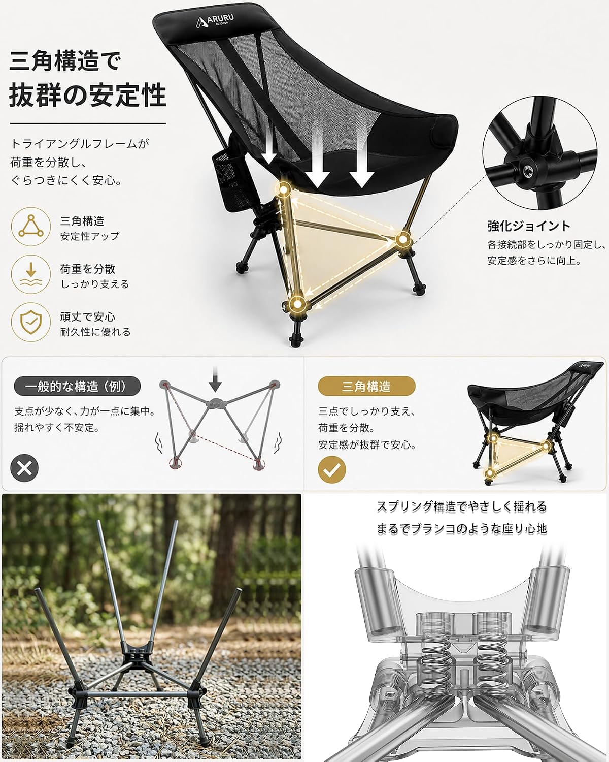 Camping Chair, Outdoor Reclining Chair, Lightweight, Aluminum Alloy, Swing Chair, Foldable, Compact, High Back, Mesh, Breathable, Low Chair, Portable, Convenient Storage Bag Included, Camping, Chair