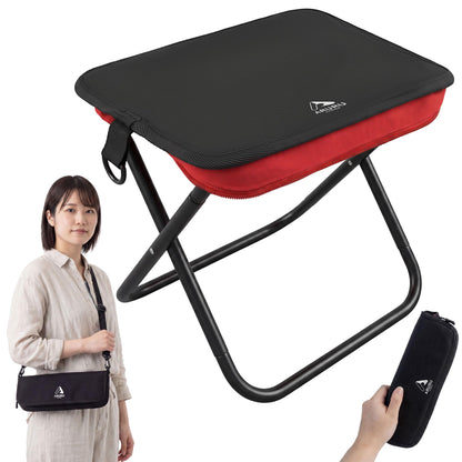 Folding Chair, Small, Lightweight, 13.4 oz (380 g), Camping Chair with Shoulder Strap, Integrated Portable Chair, Compact for Traveling, Hiking, Fishing, Festivals, Watching Games