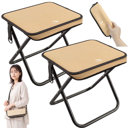 Folding Chair, Small, Lightweight, 13.4 oz (380 g), Camping Chair with Shoulder Strap, Integrated Portable Chair, Compact for Traveling, Hiking, Fishing, Festivals, Watching Games